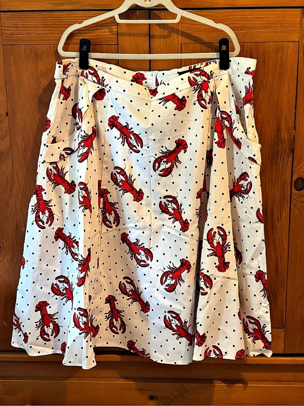 Collectif Lobster Swing Skirt White & Red UK 26